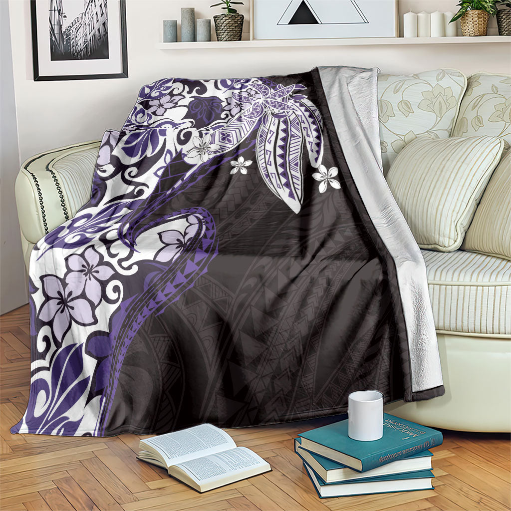 Monstera Plumeria Flowers Purple Blanket Polynesian Pattern LT01 Purple - Polynesian Pride