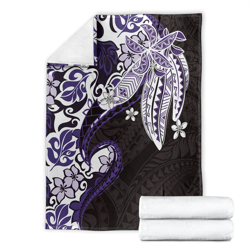 Monstera Plumeria Flowers Purple Blanket Polynesian Pattern LT01 - Polynesian Pride