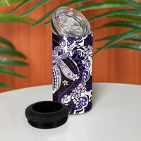 Monstera Plumeria Flowers Purple 4 in 1 Can Cooler Tumbler Polynesian Pattern LT01 - Polynesian Pride