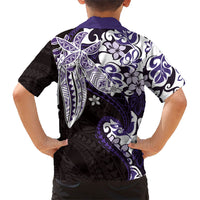 Monstera Plumeria Flowers Purple Kid Hawaiian Shirt Polynesian Pattern LT01 - Polynesian Pride