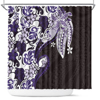 Monstera Plumeria Flowers Purple Shower Curtain Polynesian Pattern LT01 Purple - Polynesian Pride