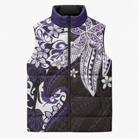 Monstera Plumeria Flowers Purple Sleeveless Puffer Jacket Polynesian Pattern LT01 Unisex Purple - Polynesian Pride