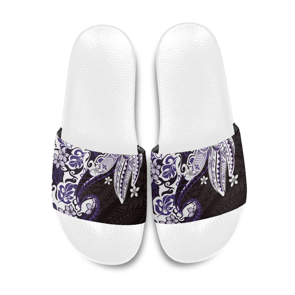 Monstera Plumeria Flowers Purple Slide Sandals Polynesian Pattern LT01 Purple - Polynesian Pride