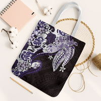 Monstera Plumeria Flowers Purple Tote Bag Polynesian Pattern LT01 White Strap One Size Purple - Polynesian Pride