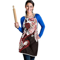 Monstera Plumeria Flowers Red Apron Polynesian Pattern LT01 - Polynesian Pride