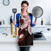 Monstera Plumeria Flowers Red Apron Polynesian Pattern LT01 - Polynesian Pride