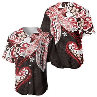 Monstera Plumeria Flowers Red Baseball Jersey Polynesian Pattern LT01 - Polynesian Pride