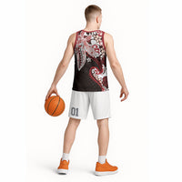 Monstera Plumeria Flowers Red Basketball Jersey Polynesian Pattern LT01 - Polynesian Pride
