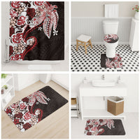 Monstera Plumeria Flowers Red Bathroom Set Polynesian Pattern LT01 - Polynesian Pride
