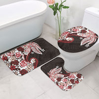 Monstera Plumeria Flowers Red Bathroom Set Polynesian Pattern LT01 - Polynesian Pride