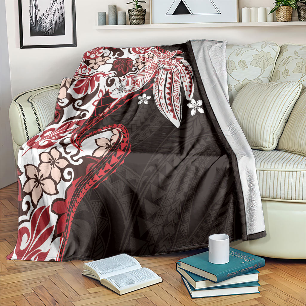 Monstera Plumeria Flowers Red Blanket Polynesian Pattern LT01 Red - Polynesian Pride