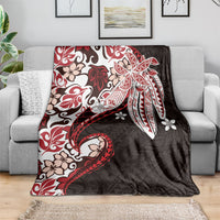 Monstera Plumeria Flowers Red Blanket Polynesian Pattern LT01 - Polynesian Pride