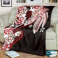 Monstera Plumeria Flowers Red Blanket Polynesian Pattern LT01 - Polynesian Pride