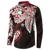 Monstera Plumeria Flowers Red Button Sweatshirt Polynesian Pattern LT01 - Polynesian Pride