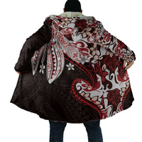 Monstera Plumeria Flowers Red Cloak Polynesian Pattern LT01 - Polynesian Pride