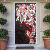 Monstera Plumeria Flowers Red Door Cover Polynesian Pattern LT01 Red - Polynesian Pride