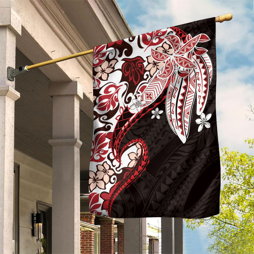 Monstera Plumeria Flowers Red Garden Flag Polynesian Pattern LT01 House Flag Red - Polynesian Pride
