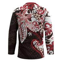 Monstera Plumeria Flowers Red Hockey Jersey Polynesian Pattern LT01 - Polynesian Pride
