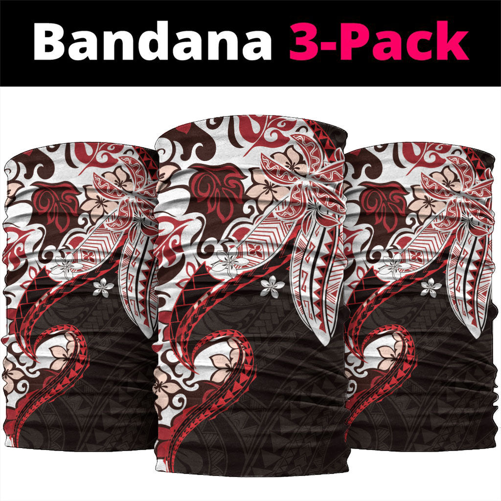 Monstera Plumeria Flowers Red Neck Gaiter Polynesian Pattern LT01 package One Size: 25*50cm Red - Polynesian Pride