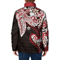 Monstera Plumeria Flowers Red Padded Jacket Polynesian Pattern LT01 - Polynesian Pride