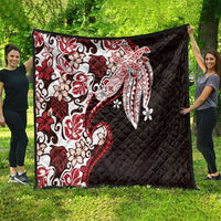 Monstera Plumeria Flowers Red Quilt Polynesian Pattern LT01 - Polynesian Pride