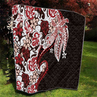 Monstera Plumeria Flowers Red Quilt Polynesian Pattern LT01 - Polynesian Pride