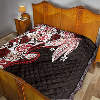 Monstera Plumeria Flowers Red Quilt Polynesian Pattern LT01 - Polynesian Pride
