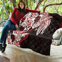 Monstera Plumeria Flowers Red Quilt Polynesian Pattern LT01 - Polynesian Pride