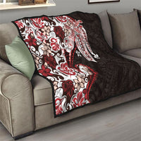 Monstera Plumeria Flowers Red Quilt Polynesian Pattern LT01 - Polynesian Pride