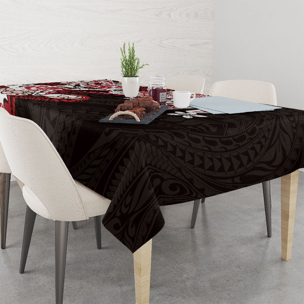 Monstera Plumeria Flowers Red Tablecloth Polynesian Pattern LT01 - Polynesian Pride