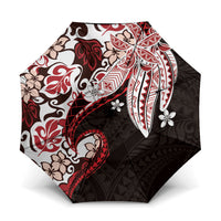 Monstera Plumeria Flowers Red Umbrella Polynesian Pattern LT01 One Size Folded 11.42 inch Opened Diameter 37.4 inch Red - Polynesian Pride