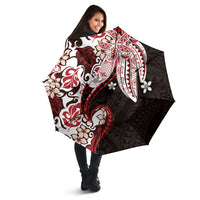 Monstera Plumeria Flowers Red Umbrella Polynesian Pattern LT01 - Polynesian Pride