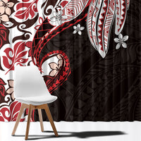 Monstera Plumeria Flowers Red Window Curtain Polynesian Pattern LT01 - Polynesian Pride