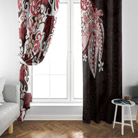 Monstera Plumeria Flowers Red Window Curtain Polynesian Pattern LT01 - Polynesian Pride