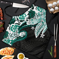 Monstera Plumeria Flowers Teal Apron Polynesian Pattern LT01 Teal - Polynesian Pride