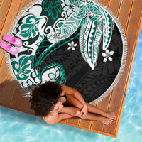 Monstera Plumeria Flowers Teal Beach Blanket Polynesian Pattern LT01 - Polynesian Pride