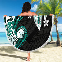 Monstera Plumeria Flowers Teal Beach Blanket Polynesian Pattern LT01 - Polynesian Pride