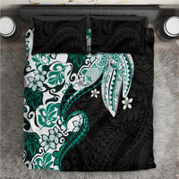 Monstera Plumeria Flowers Teal Bedding Set Polynesian Pattern LT01 Teal - Polynesian Pride