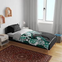 Monstera Plumeria Flowers Teal Bedding Set Polynesian Pattern LT01 - Polynesian Pride