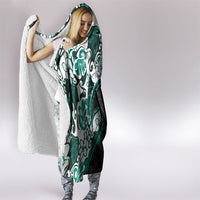 Monstera Plumeria Flowers Teal Hooded Blanket Polynesian Pattern LT01 - Polynesian Pride