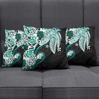 Monstera Plumeria Flowers Teal Pillow Cover Polynesian Pattern LT01 - Polynesian Pride