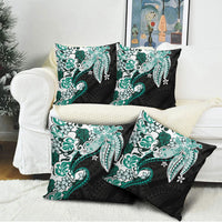 Monstera Plumeria Flowers Teal Pillow Cover Polynesian Pattern LT01 - Polynesian Pride