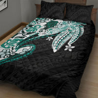 Monstera Plumeria Flowers Teal Quilt Bed Set Polynesian Pattern LT01 - Polynesian Pride