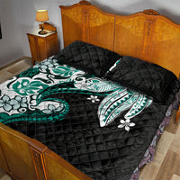 Monstera Plumeria Flowers Teal Quilt Bed Set Polynesian Pattern LT01 - Polynesian Pride