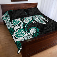 Monstera Plumeria Flowers Teal Quilt Bed Set Polynesian Pattern LT01 - Polynesian Pride