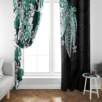 Monstera Plumeria Flowers Teal Window Curtain Polynesian Pattern LT01 - Polynesian Pride
