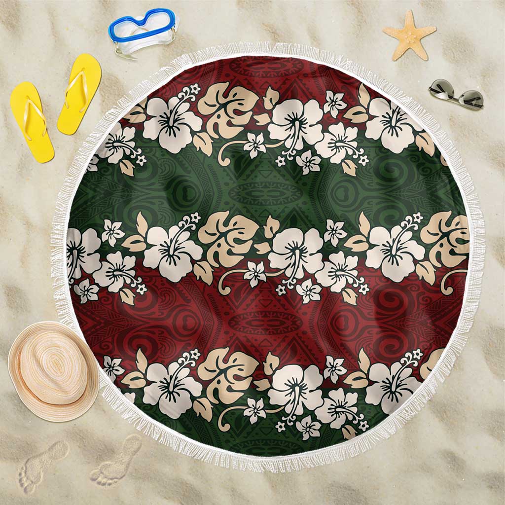 Hawaiian Hibiscus Christmas Color Beach Blanket Unique LT01 One Size 150cm Red - Polynesian Pride