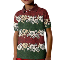 Hawaiian Hibiscus Christmas Color Kid Polo Shirt Unique LT01 Kid Red - Polynesian Pride