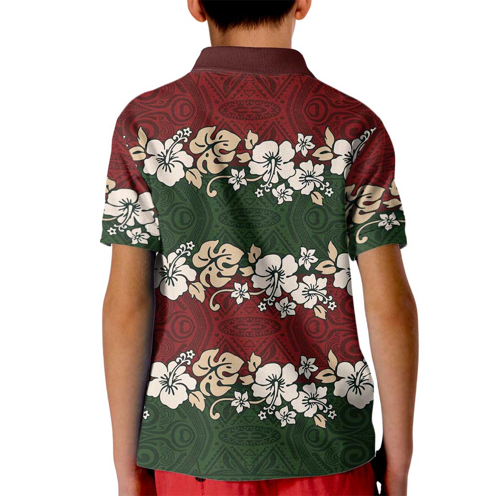 Hawaiian Hibiscus Christmas Color Kid Polo Shirt Unique LT01 - Polynesian Pride