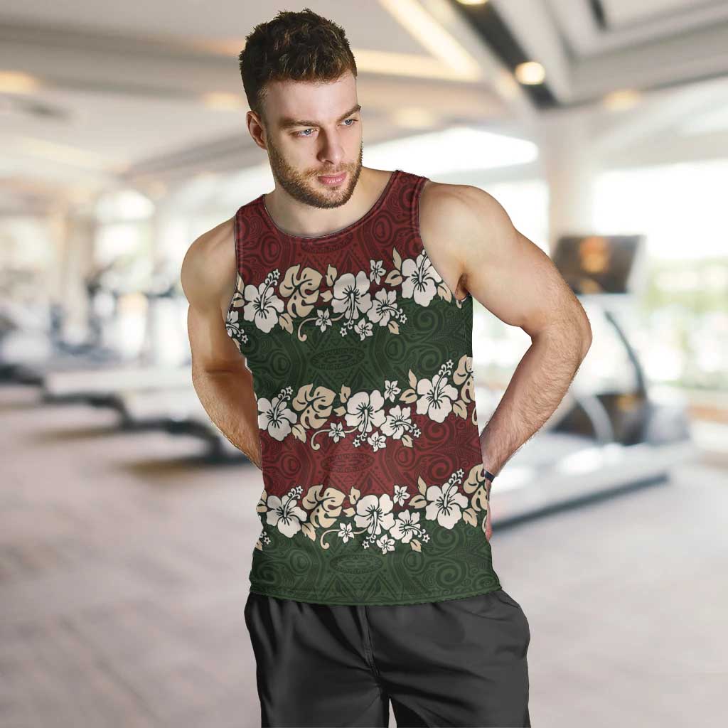 Hawaiian Hibiscus Christmas Color Men Tank Top Unique LT01 Red - Polynesian Pride